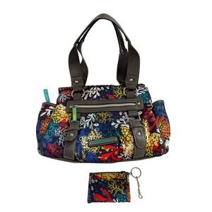 Lily Bloom Shoulder Bag Floral Coral Reef Purse with Pouch Satchel Bag